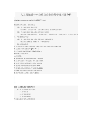 人工湿地设计产业重点企业经营情况对比分析