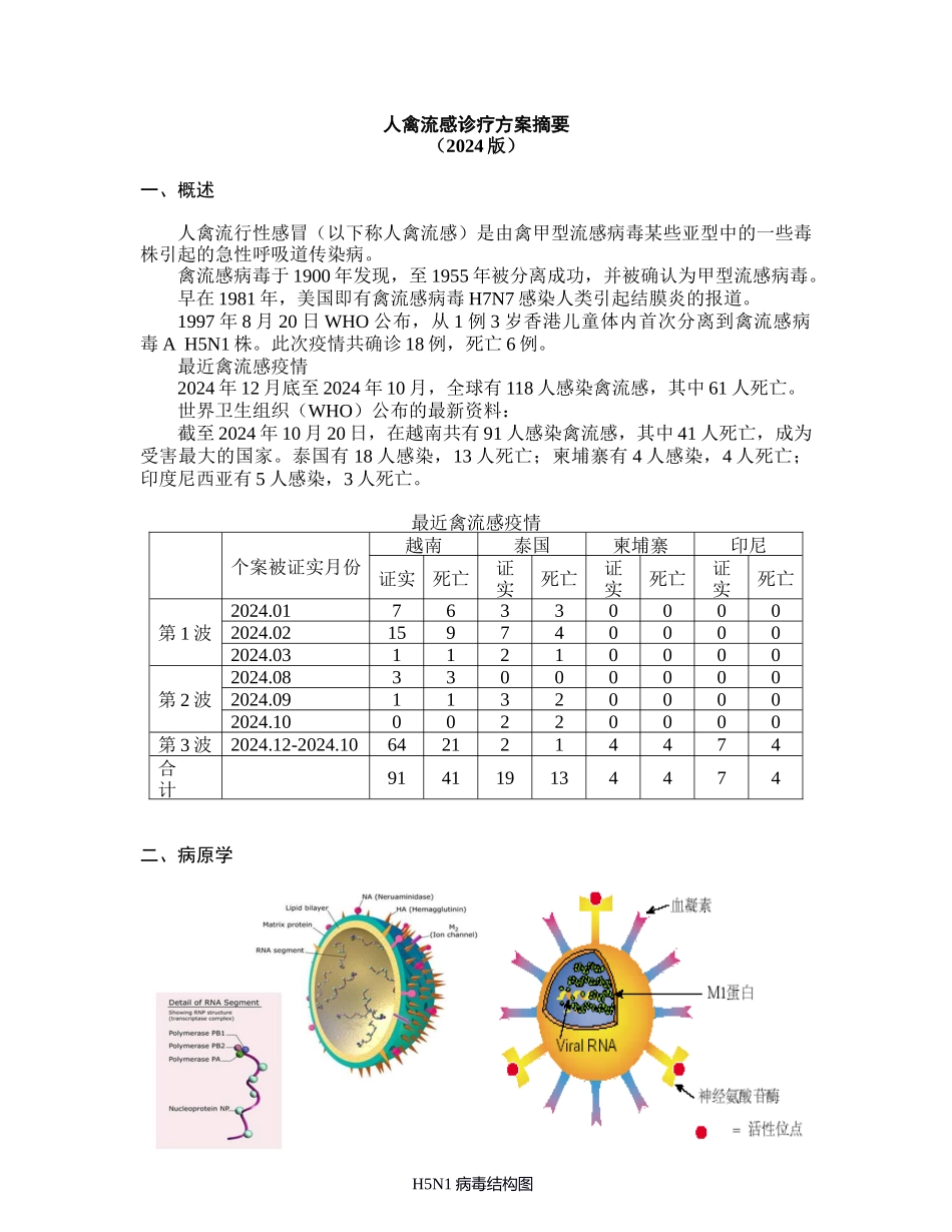 人禽流感诊断及治疗方案_第1页