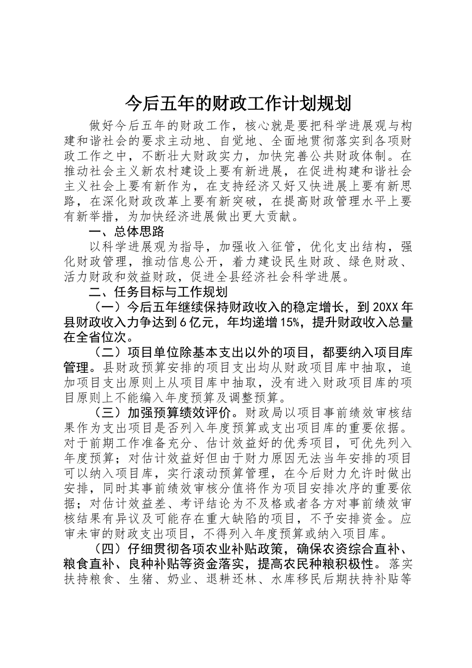 今后五年的财政工作计划规划_第1页