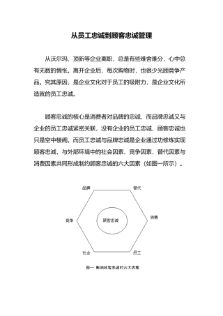 从员工忠诚到顾客忠诚管理