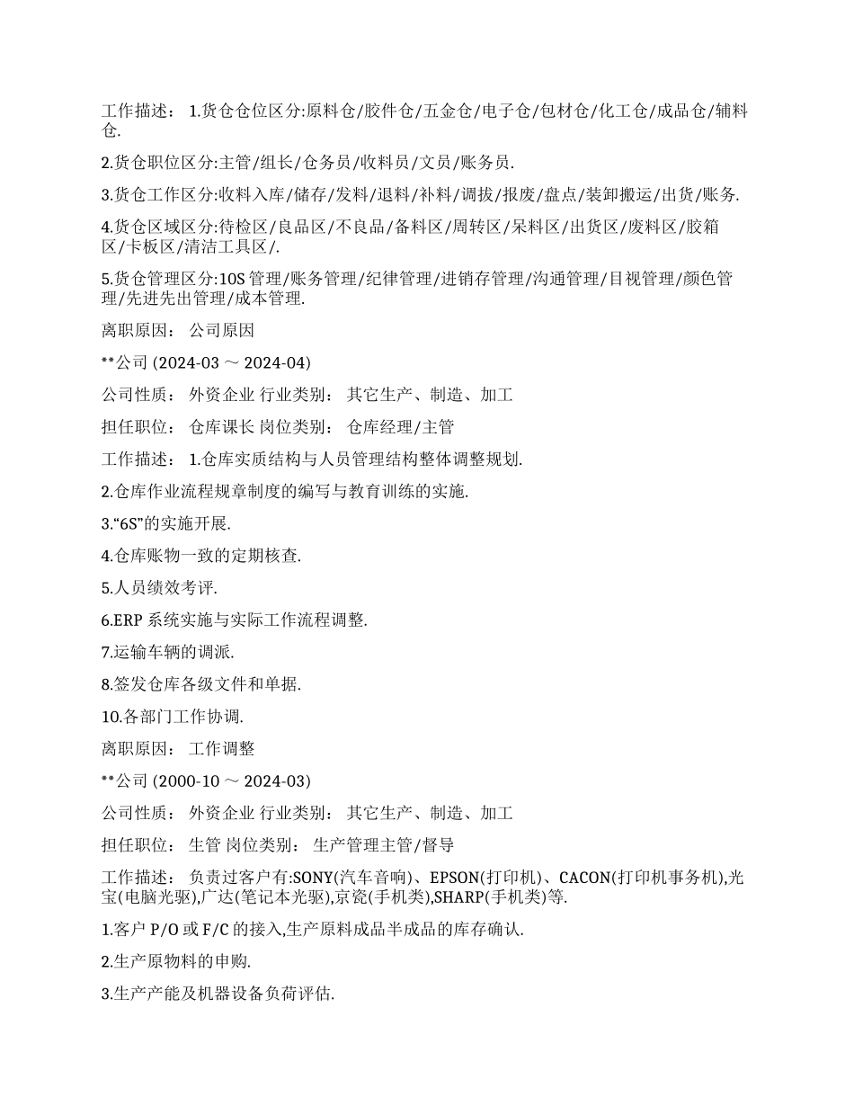 仓库主管个人简历_第2页