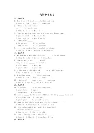 代词专项练习与专项强化练习