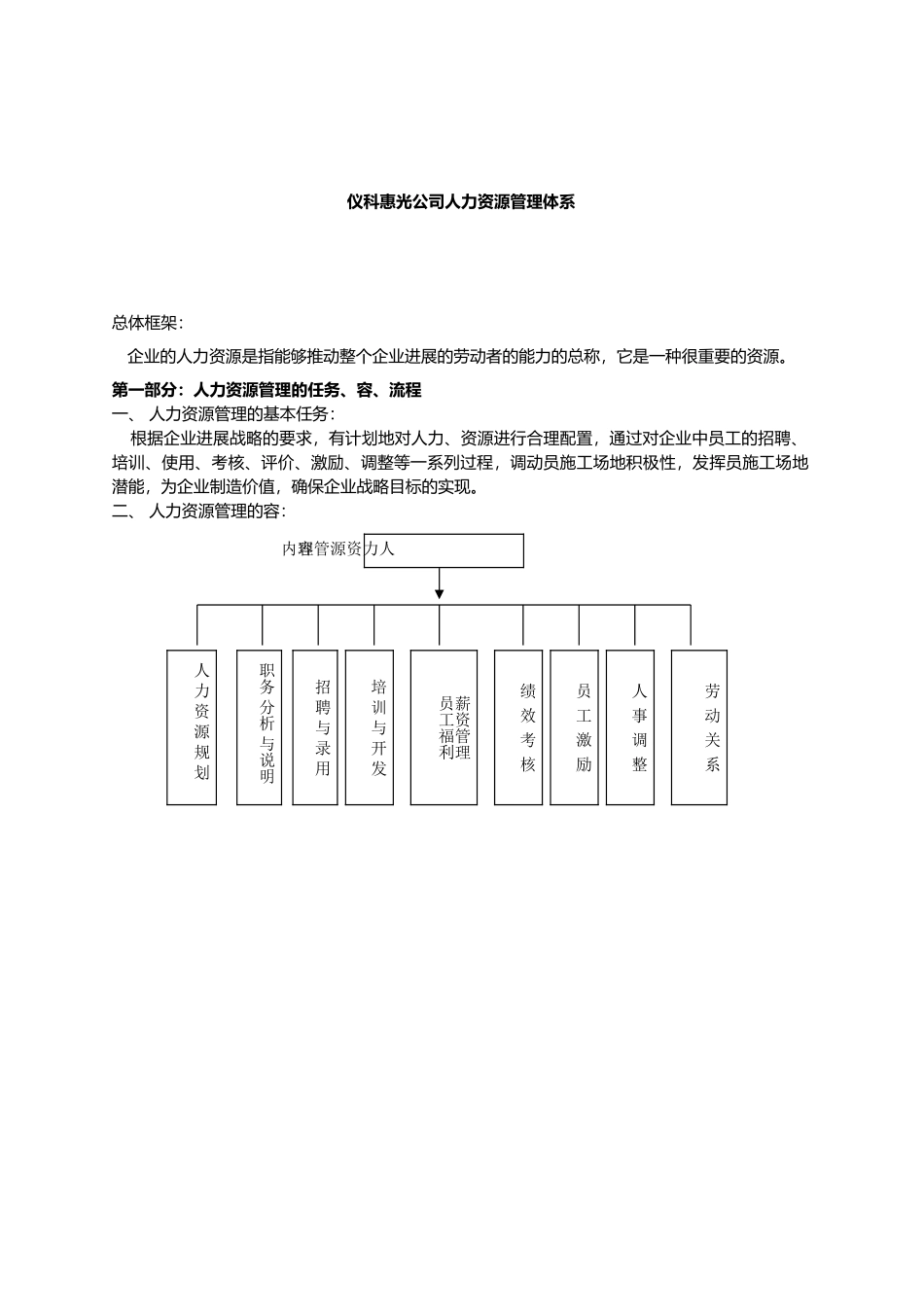 仪科公司人力资源管理体系_第1页