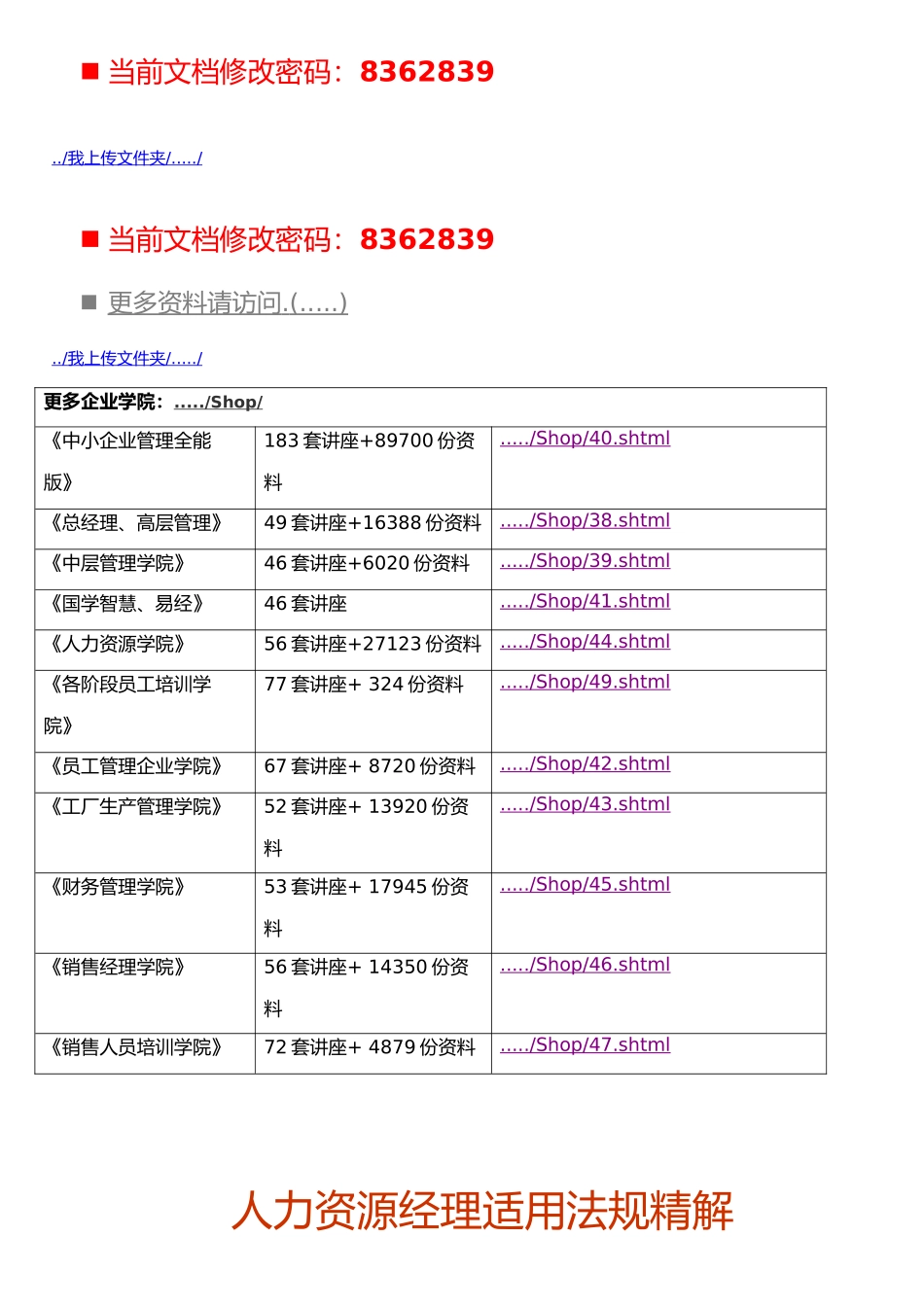 企业人力资源经理适用法规精解_第1页
