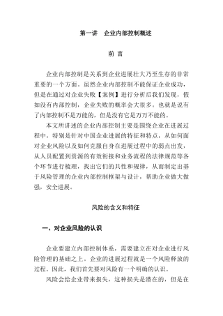 企业内部控制及风险管理概述