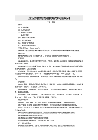 企业内部控制流程梳理与风险识别