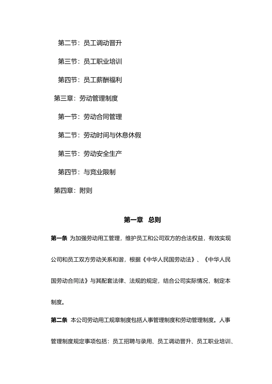 企业劳动用工规章制度范本_第2页