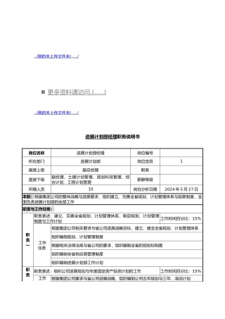 企业发展计划部岗位职务说明书