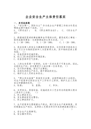 企业安全生产主体责任落实