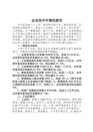 企业局半年情况报告