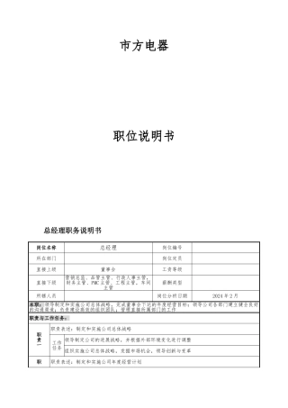 企业岗位说明书范本全集