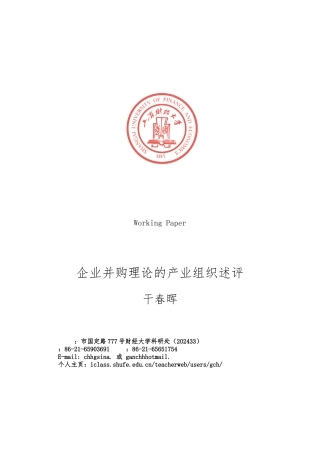 企业并购理论的产业组织分析报告