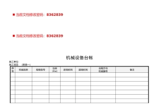 企业机械设备管理表格模板