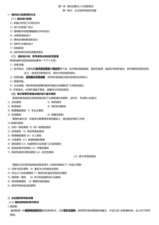 企业组织设置与人力资源规划