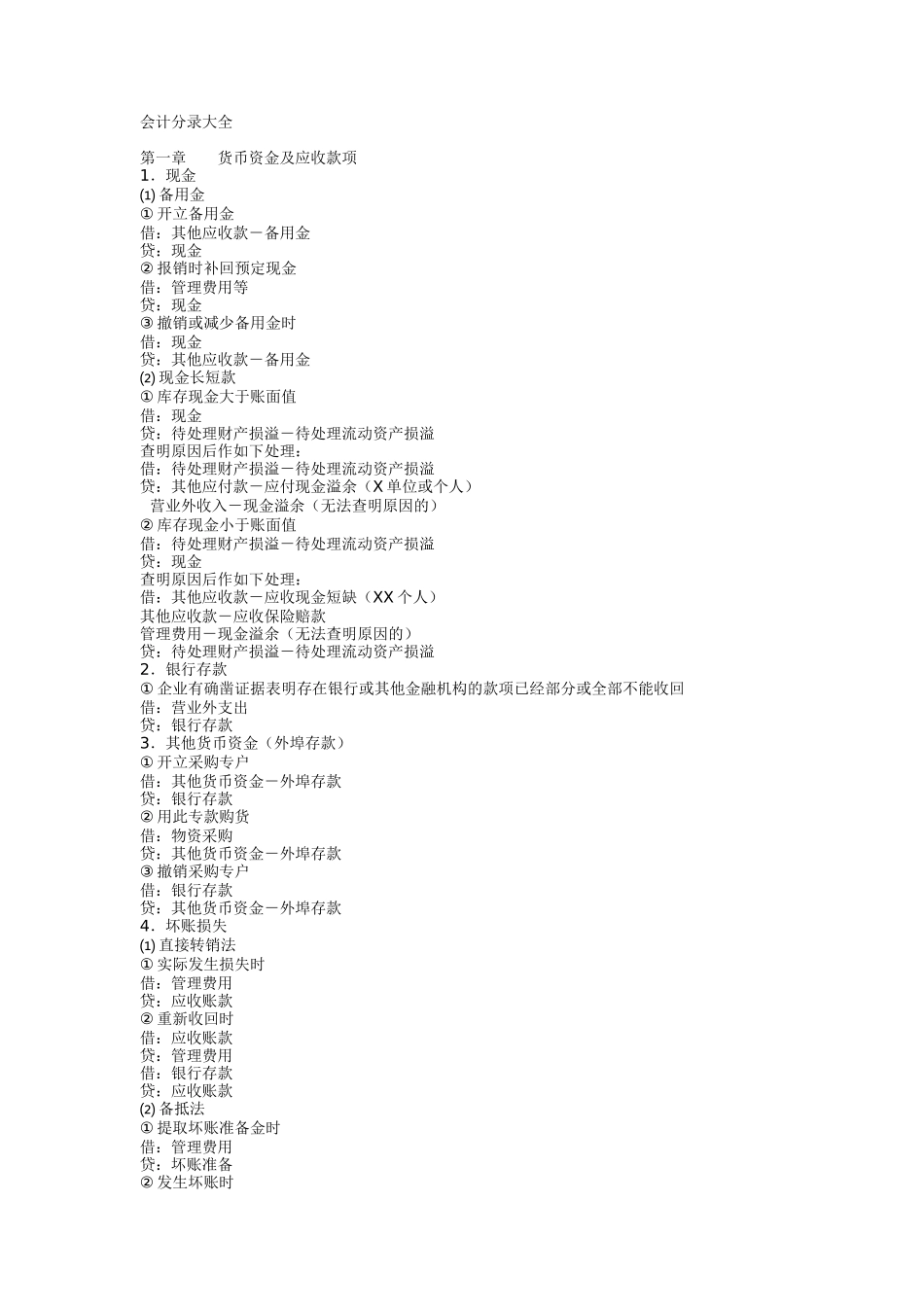 企业财务会计分录大全_第1页