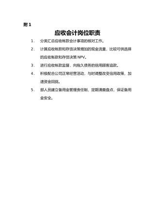 企业财务管理职位岗位工作规则