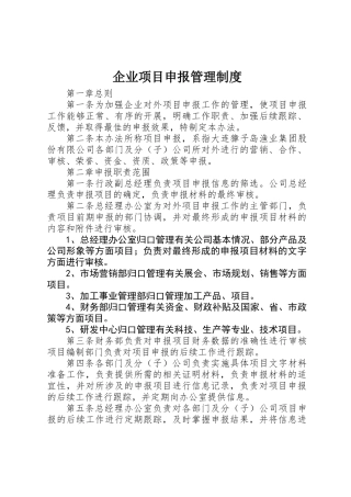 企业项目申报管理制度