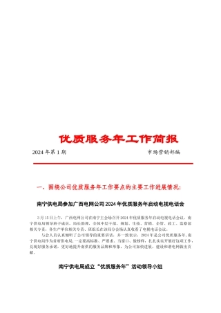 优质服务年工作简报