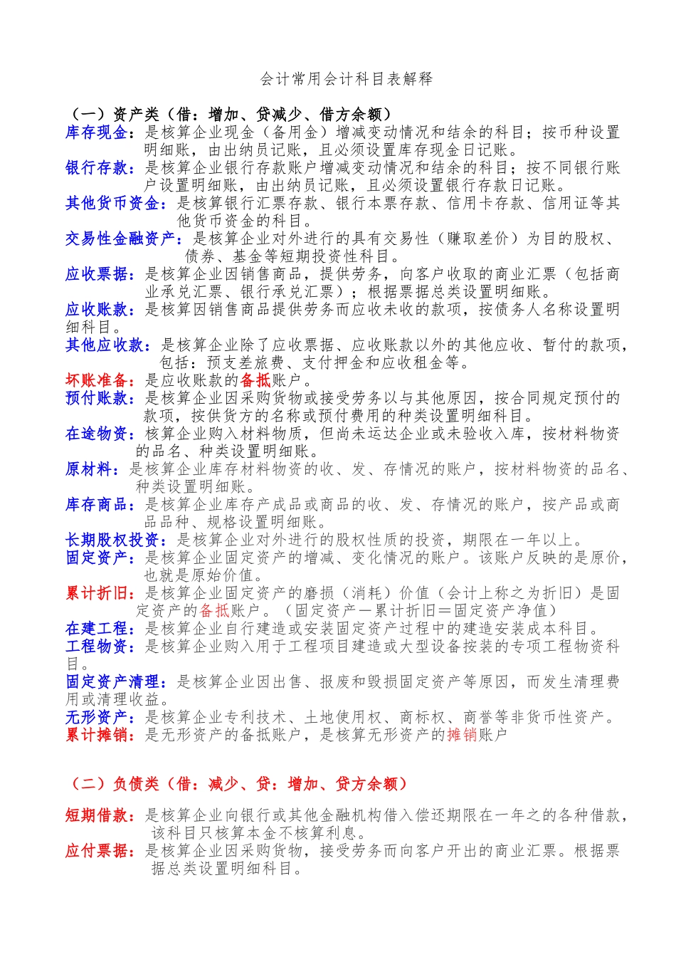 会计基础资料常用会计科目表解释_第1页