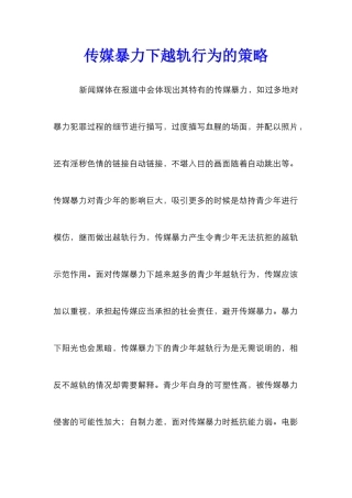 传媒暴力下越轨行为的策略