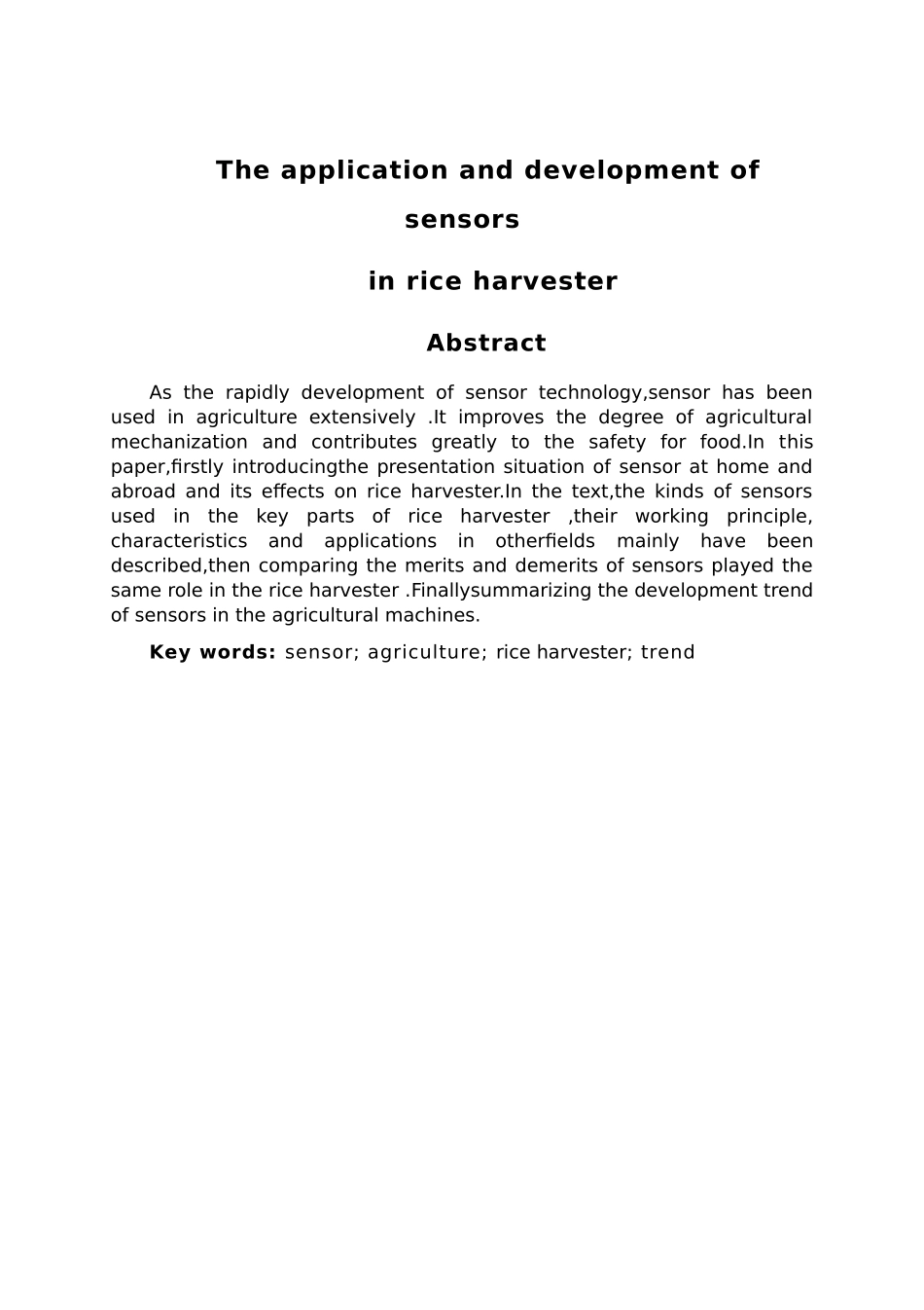 传感器在水稻收割机上的应用与发展毕业论文_第2页