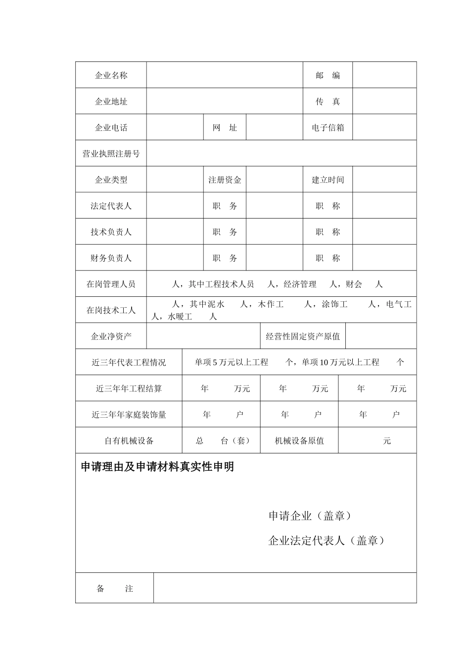 住宅室内装饰装修企业资质申请表_第2页