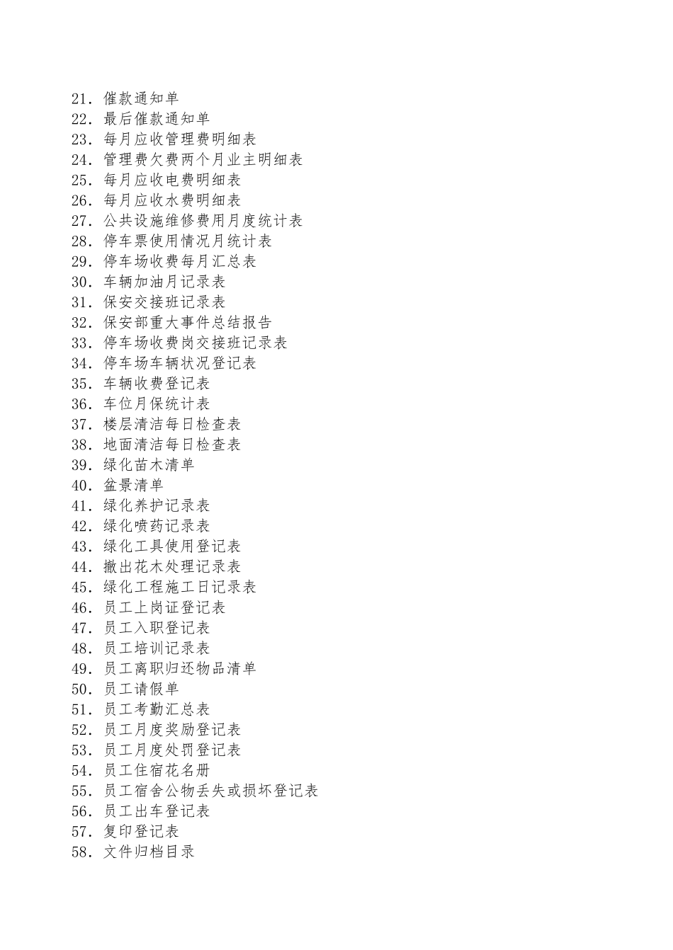 住宅小区物业管理表格模板_第3页