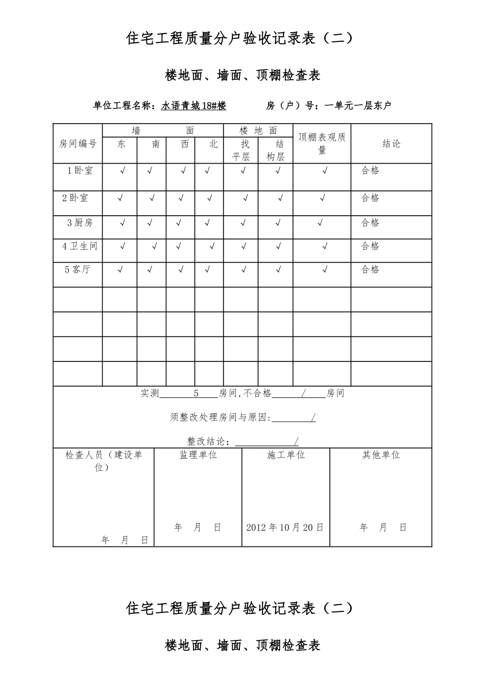 住宅工程质量分户验收记录表培训资料全_第1页