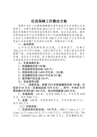 住房保障工作整改方案