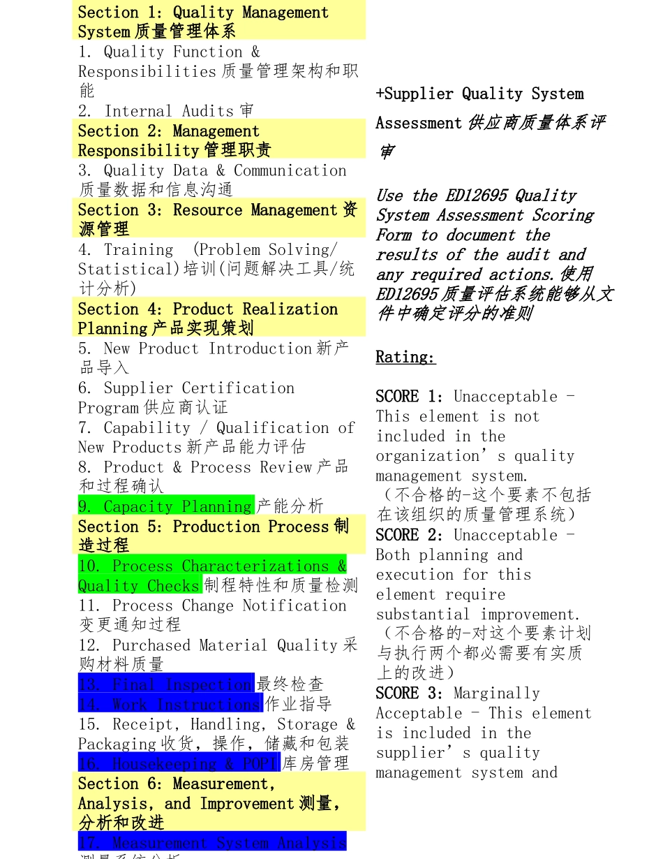 供应商质量体系评审标准_第1页