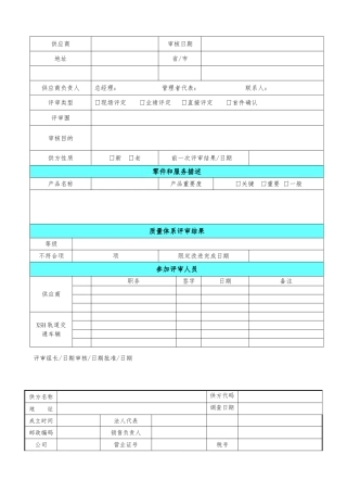 供方质量保证能力评审报告表