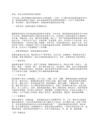 供电市电力局典型经验汇报材料