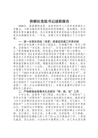 供销社党组书记述职报告 