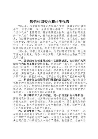 供销社妇委会和计生报告
