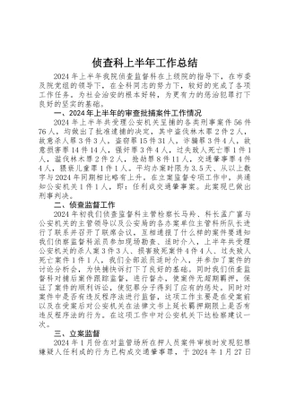 侦查科上半年工作总结