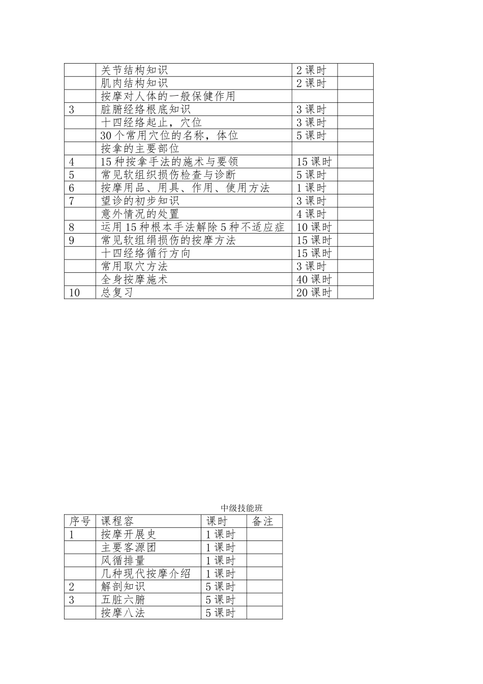 保健按摩师教学计划_第2页