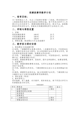 保健按摩师教学计划