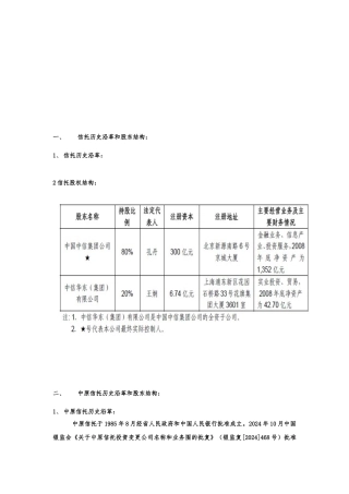 信托历史沿革和股东结构讲义全