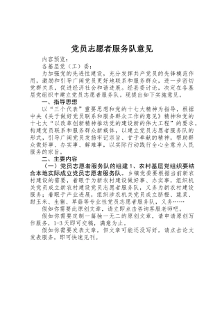 党员志愿者服务队意见
