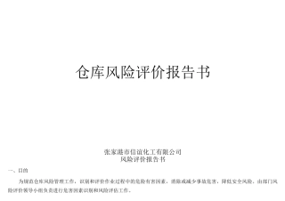 仓库风险评价报告分解