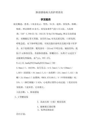 肺部感染病人的护理查房