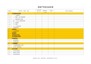 房地产项目总成本表