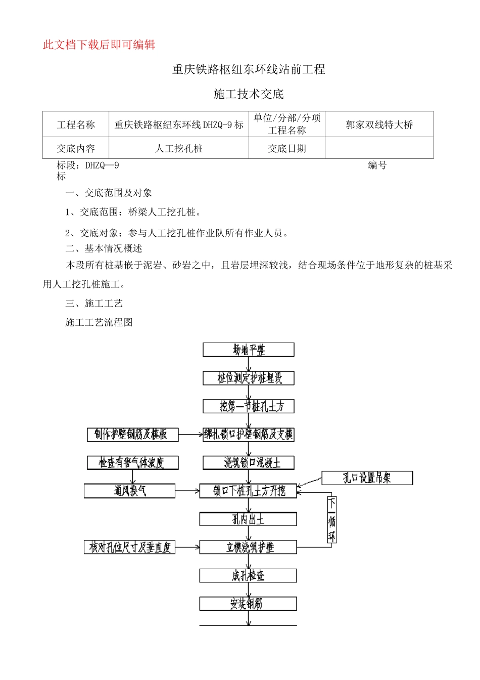 人工挖孔桩施工技术交底(完整资料)_第1页