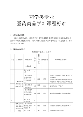 医药商品学课程标准