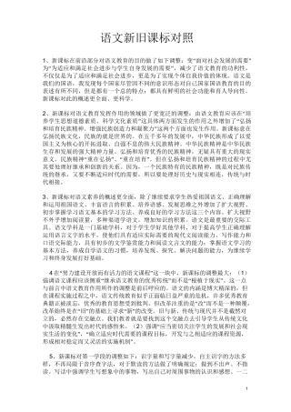 语文新旧课标对照