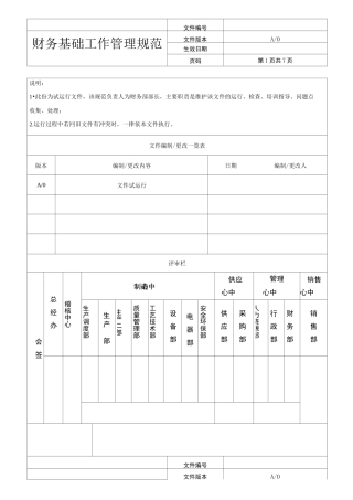 财务基础工作管理规范
