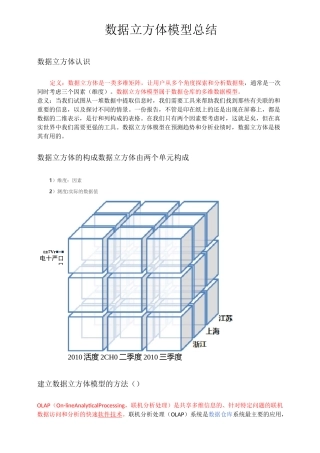 数据立方体模型总结