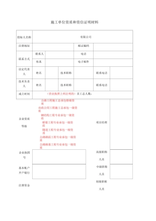 施工单位资质和资信证明材料-格式-模板 (2)