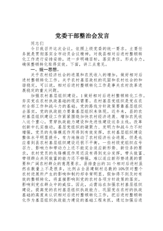 党委干部整治会发言