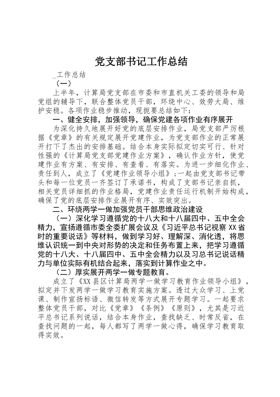 党支部书记工作总结_第1页